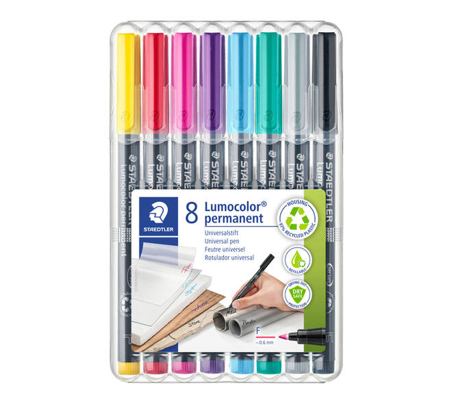 Viltstift Staedtler Lumocolor 318 permanent F set à 8 kleuren