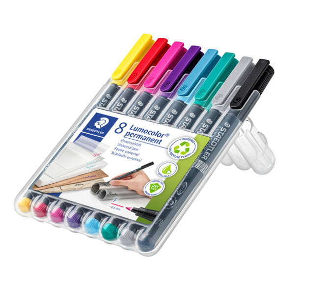 Viltstift Staedtler Lumocolor 318 permanent F set à 8 kleuren