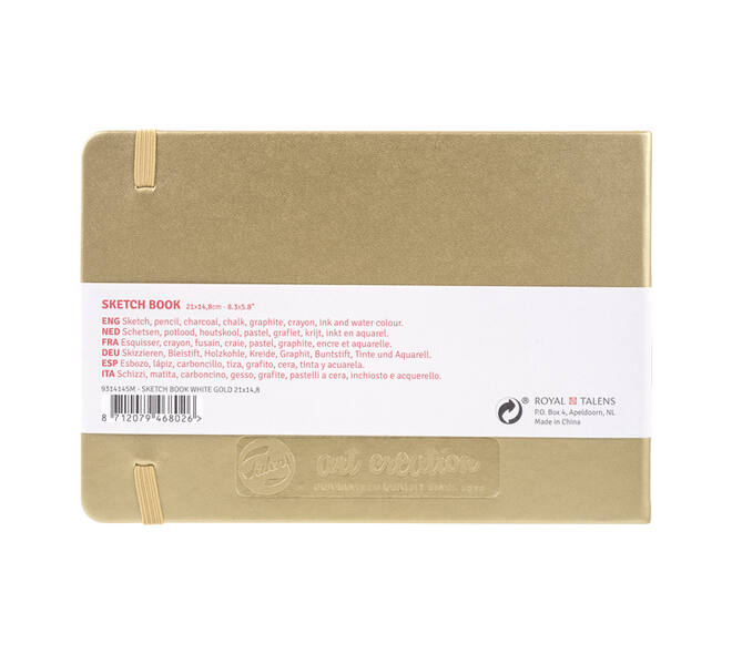 Schetsboek Talens Art Creation 80 witte vellen 140gr 210x150mm witgoud