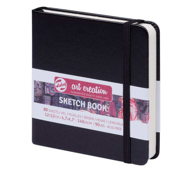 Schetsboek Talens Art Creation 80 witte vellen 140gr 120x120mm zwart