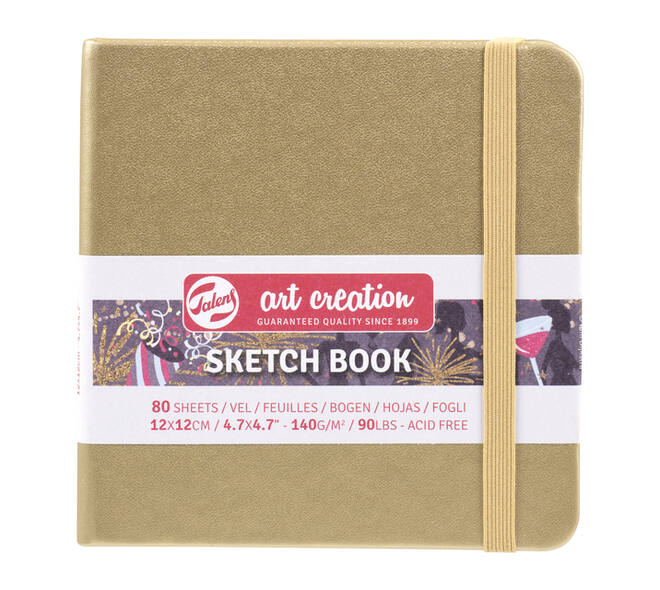 Schetsboek Talens Art Creation 80 witte vellen 140gr 120x120mm witgoud