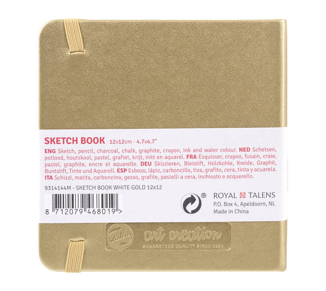 Schetsboek Talens Art Creation 80 witte vellen 140gr 120x120mm witgoud
