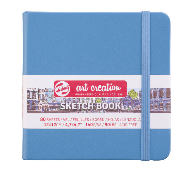 Schetsboek Talens Art Creation 80 witte vellen 140gr 120x120mm blauw