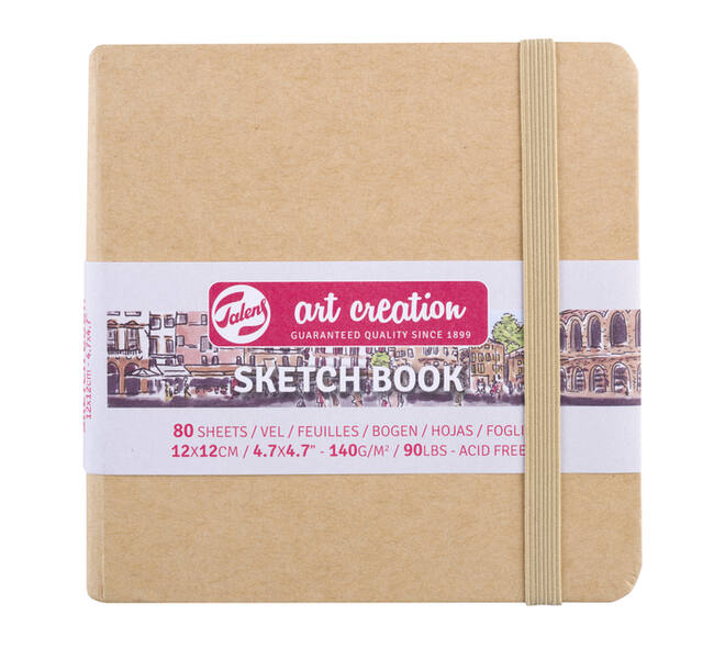 Schetsboek Talens Art Creation 80 witte vellen 140gr 120x120mm kraft