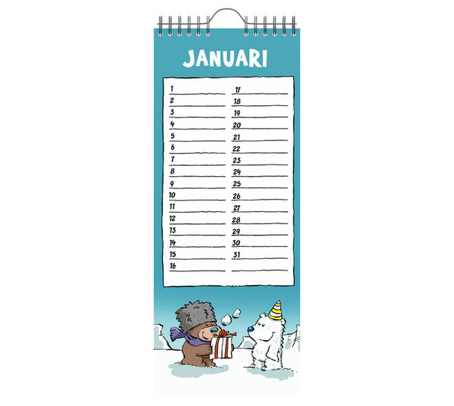 Verjaardagskalender Lannoo Ritstier 130x325 blauw