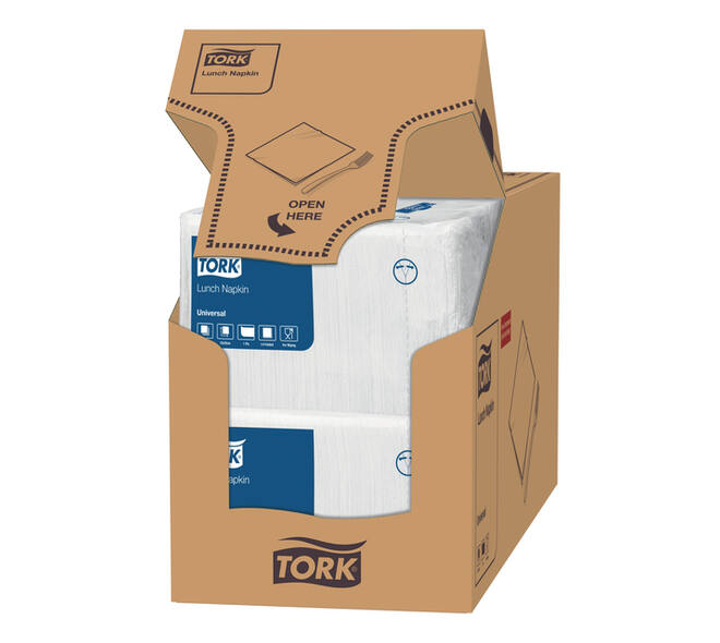 Lunchservet Tork Universal 1/4 vouw 1-laags 325x325mm 500 vel wit 509300