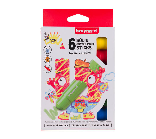 Verfstift Bruynzeel Kids assorti basis 6 stuks