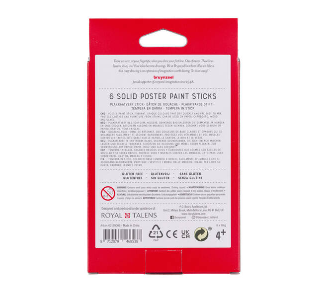 Verfstift Bruynzeel Kids assorti basis 6 stuks