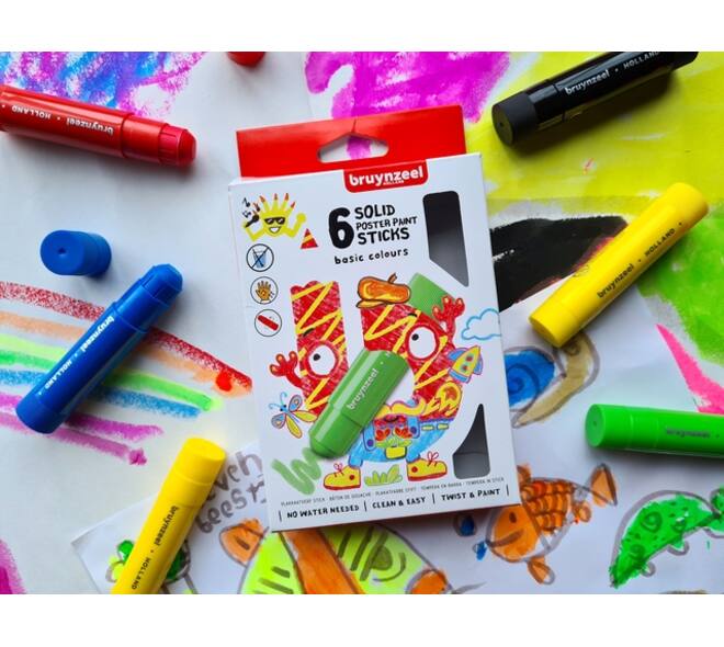 Verfstift Bruynzeel Kids assorti basis 6 stuks