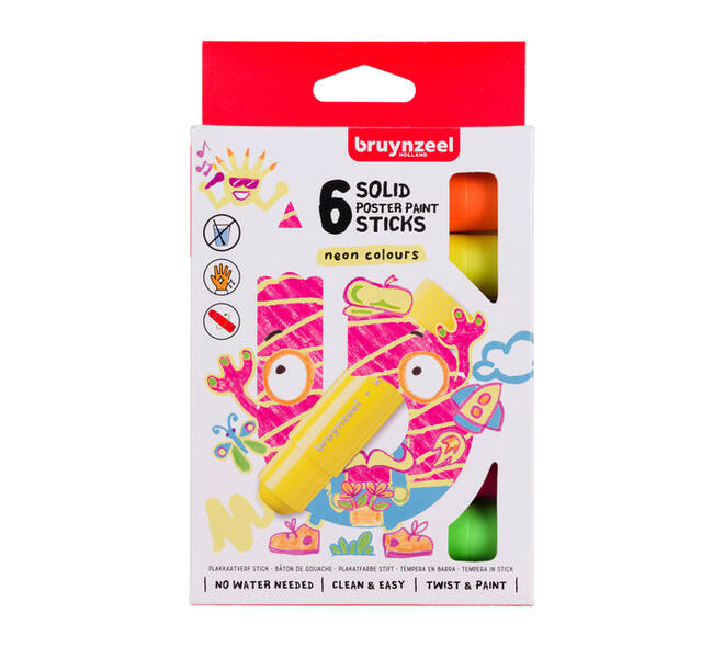 Verfstift Bruynzeel Kids assorti neon 6 stuks