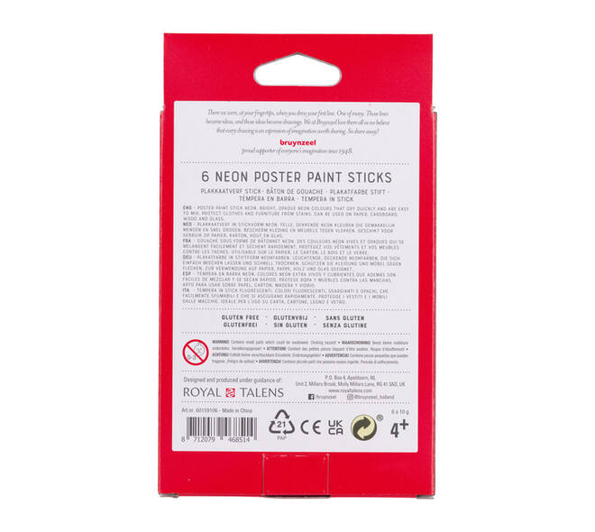 Verfstift Bruynzeel Kids assorti neon 6 stuks