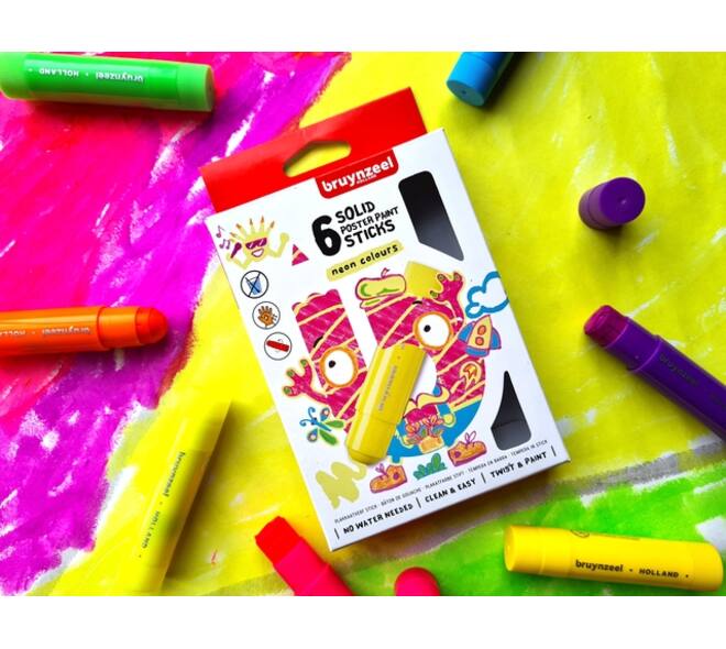 Verfstift Bruynzeel Kids assorti neon 6 stuks