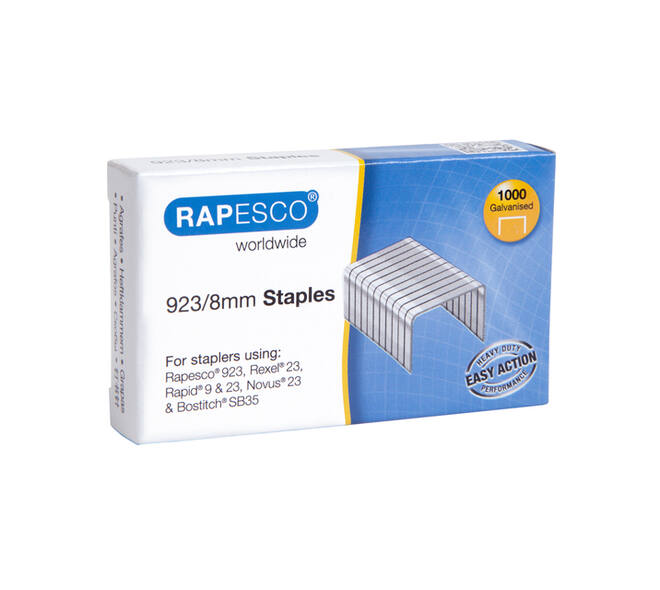 Nieten Rapesco Heavy Duty 923 8mm 1000 stuks zilver