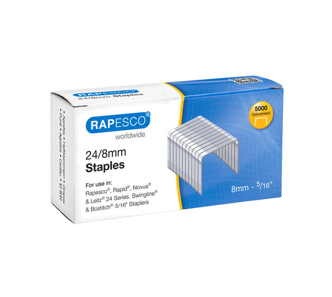 Nieten Rapesco 24 8mm 5000 stuks zilver
