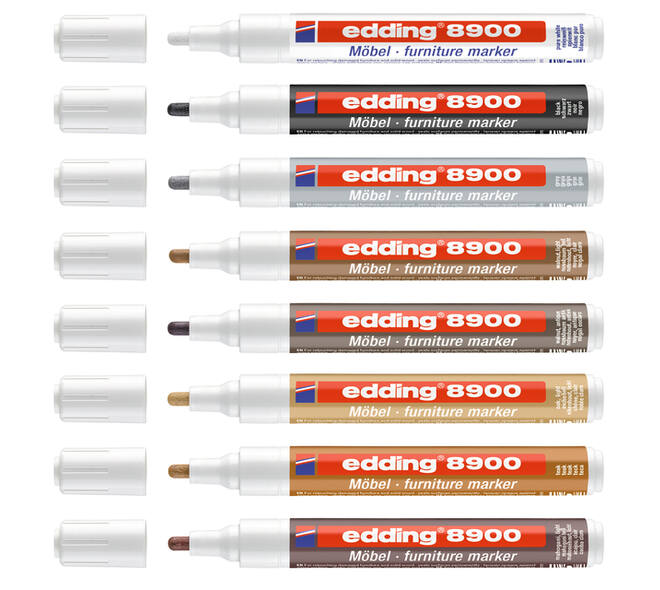 Viltstift edding 8900 meubel rond 1.5-2mm spierwit blister à 1 stuk
