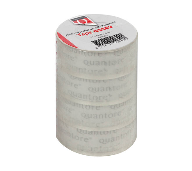 Plakband Quantore 19mmx25m transparant 4 rollen