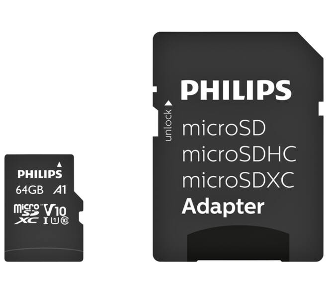 Geheugenkaart Philips micro SDXC Class 10 UHS-I U1 64GB