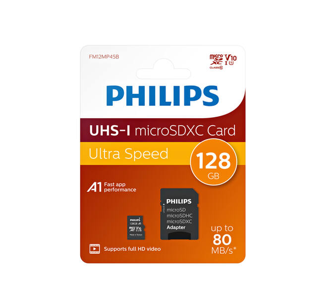 Geheugenkaart Philips micro SDXC Class 10 UHS-I U1 128GB