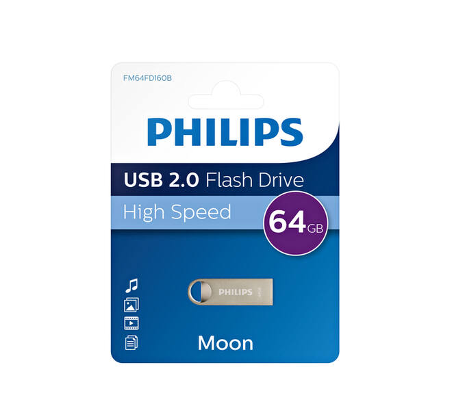 USB stick 2.0 Philips Moon USB-A 64GB zilver