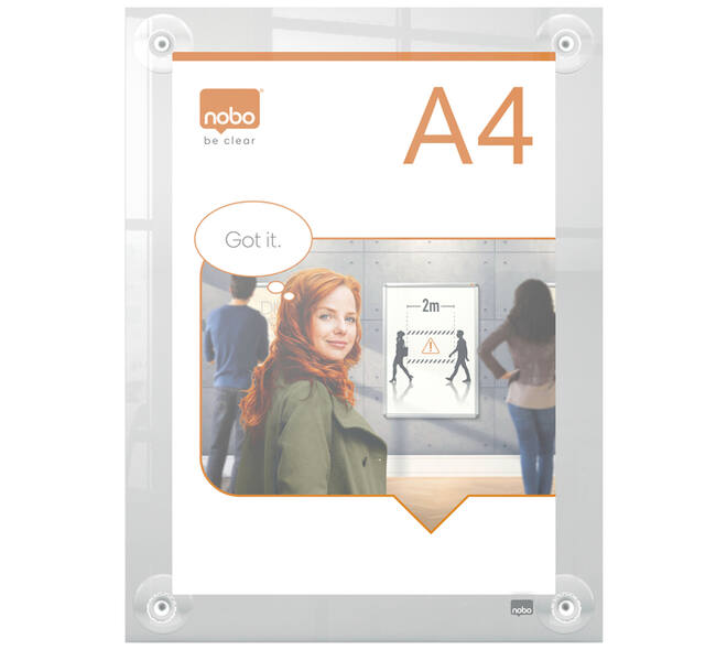 Infobord Nobo Premium Plus A4 acryl wand verplaatsbaar