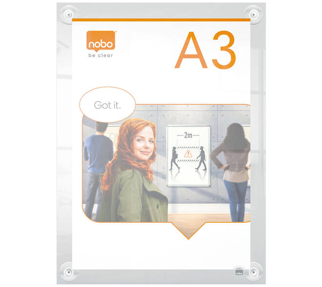 Infobord Nobo Premium Plus A3 acryl wand verplaatsbaar