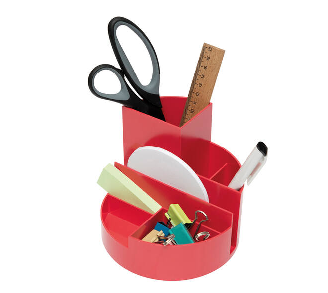 Pennenkoker MAULroundbox Blauwe Engel recycled 6 vaks rood
