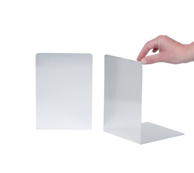 Boekensteun MAUL aluminium 16x15x21cm set 2 zilver