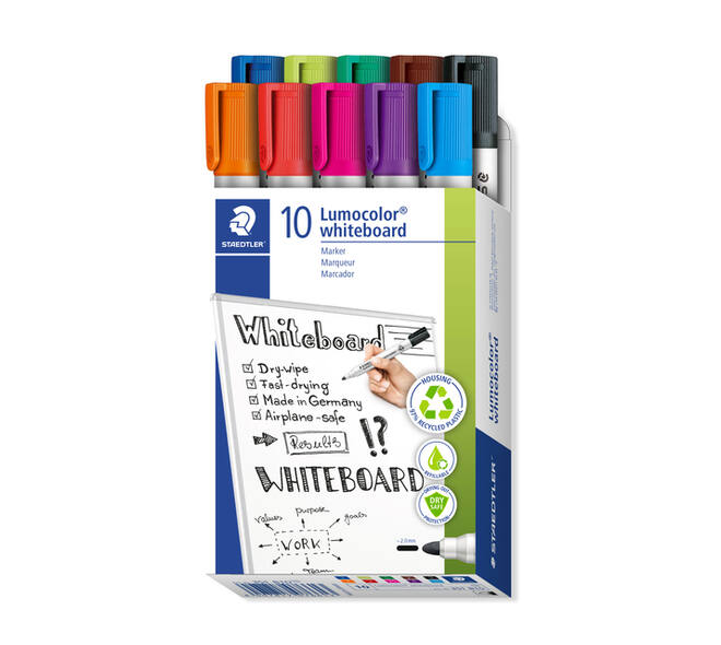 Whiteboardmarker Staedtler Lumocolor 351 set à 10 stuks assorti