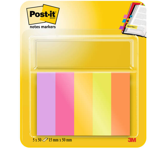 Markeerstrook Post-it 670-5-TFEN 15x50mm Energetic 5 stuks