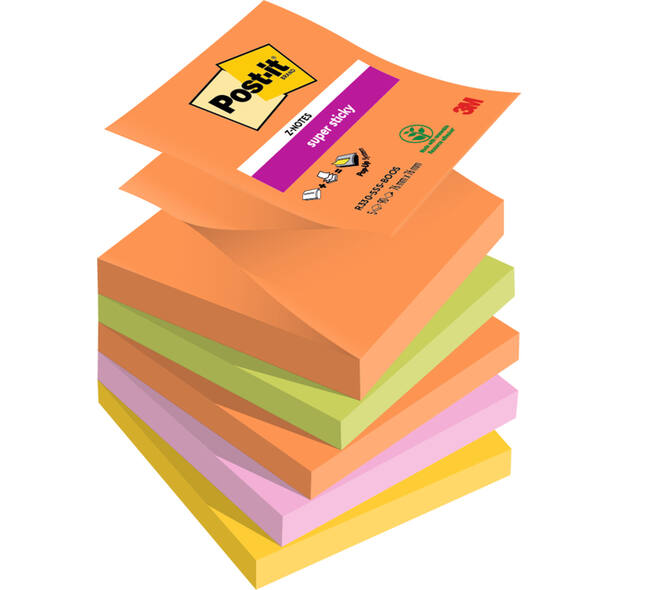 Memoblok Post-it Z-Notes R330 Super Sticky 76x76mm Boost 5 stuks