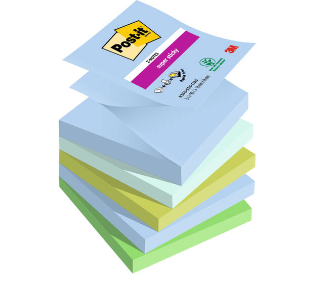 Memoblok Post-it Z-Notes R330 Super Sticky 76x76mm Oasis 5 stuks