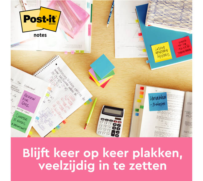 Memoblok Post-it 654 76x76mm roze 6 stuks