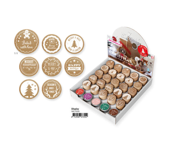 Stempels en stempelkussen Woodies Christmas