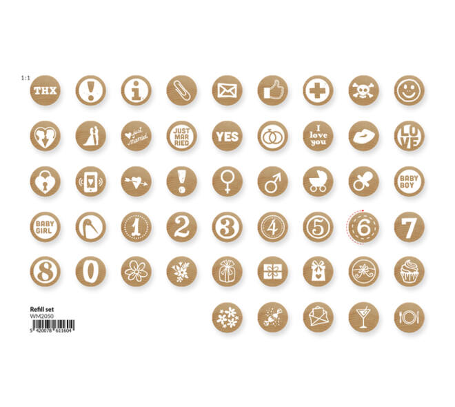 Mini Woodies refill set met 250 ministempel