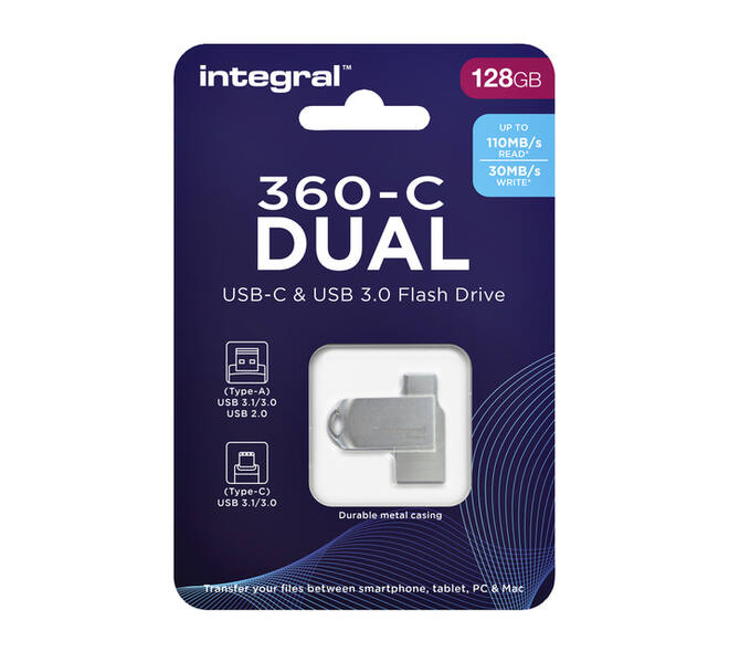 USB stick 3.0 Integral USB-360-C Dual USB-A 128GB