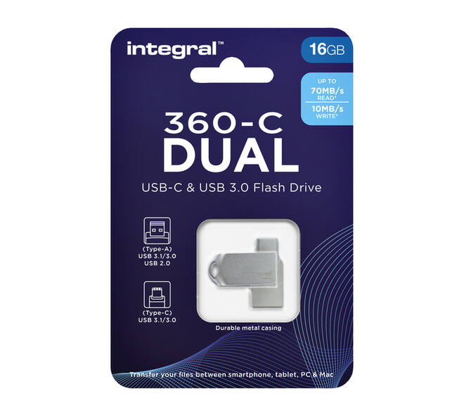 USB stick 3.0 Integral USB-360-C Dual USB-A 16GB