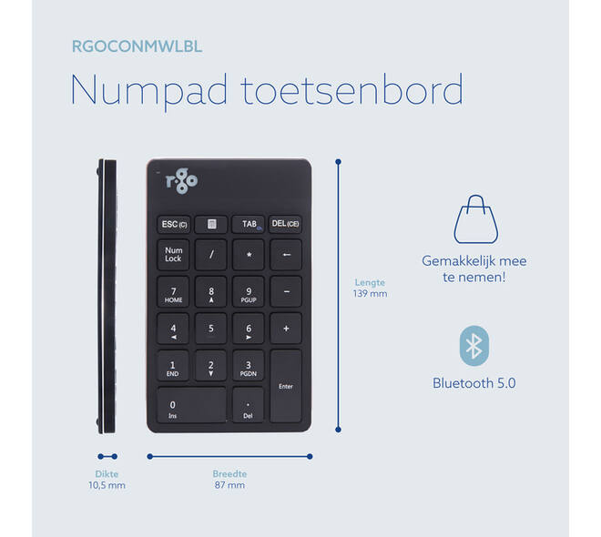 Toetsenbord R-Go Ergonomisch Numpad Break Wireless