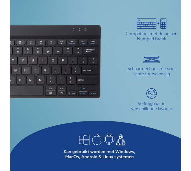 Toetsenbord R-Go Ergonomisch Compact Break QWERTY zwart