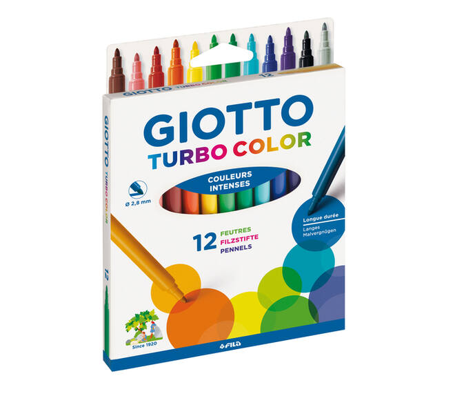 Viltstift Giotto Turbo Color set à 12 kleuren