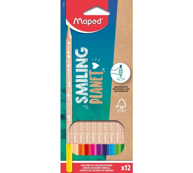 Kleurpotlood Maped Smiling Planet set à 12 kleuren