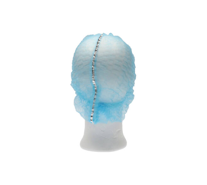 Haarnet CMT clip non-woven L 53cm met detectie strip PP blauw 100 stuks