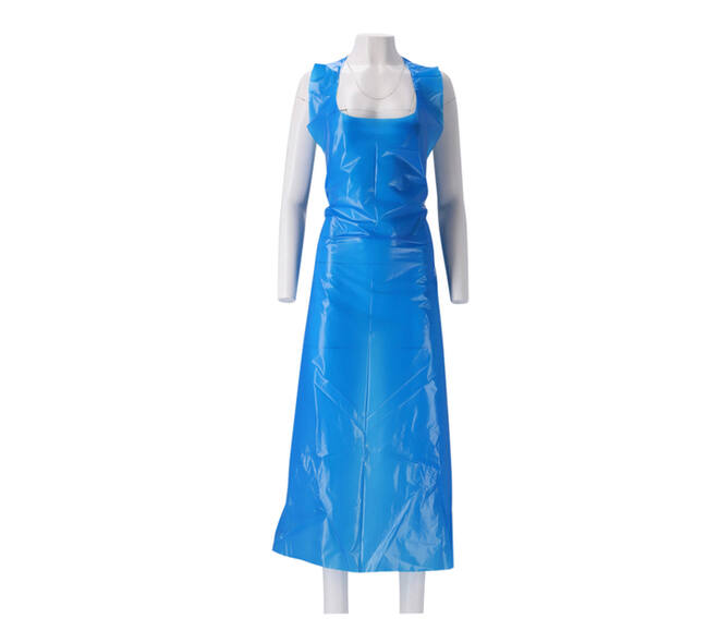 Schort CMT 125x80cm 25mu geruwd op rol PE blauw 100 stuks