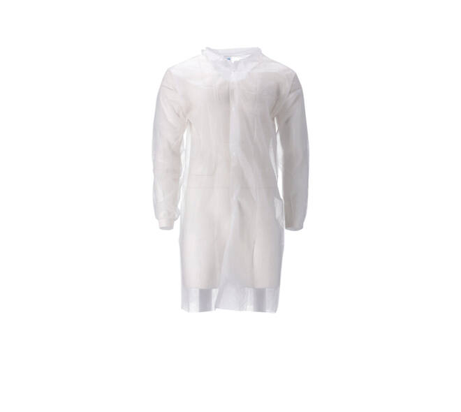 Bezoekersjas CMT M non-woven drukknopen 104cm lang PP wit 100 stuks