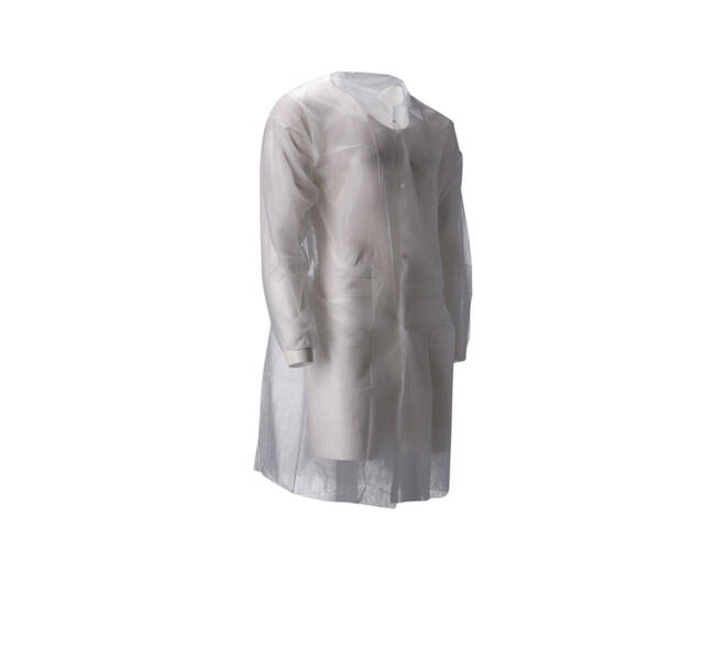 Bezoekersjas CMT M non-woven drukknopen 104cm lang PP wit 100 stuks