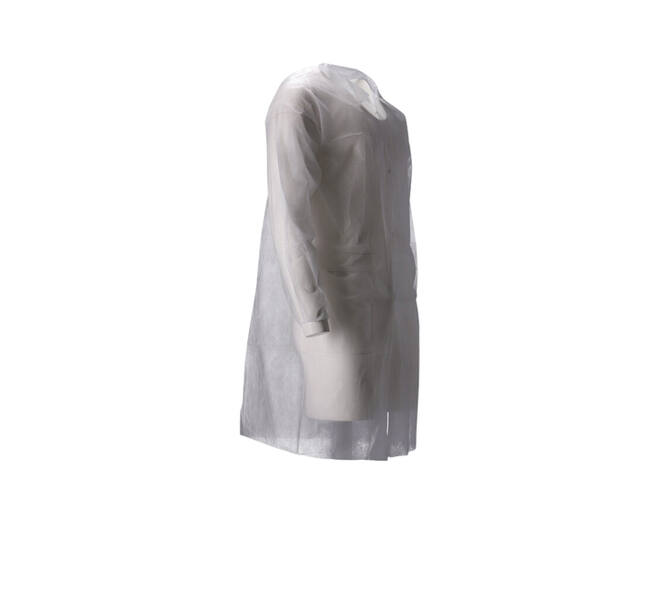 Bezoekersjas CMT M non-woven drukknopen 104cm lang PP wit 100 stuks