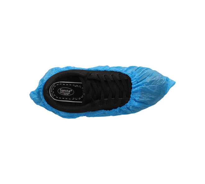 Schoenovertrek CMT 40mu geruwd maat 36-42 CPE blauw 100 stuks