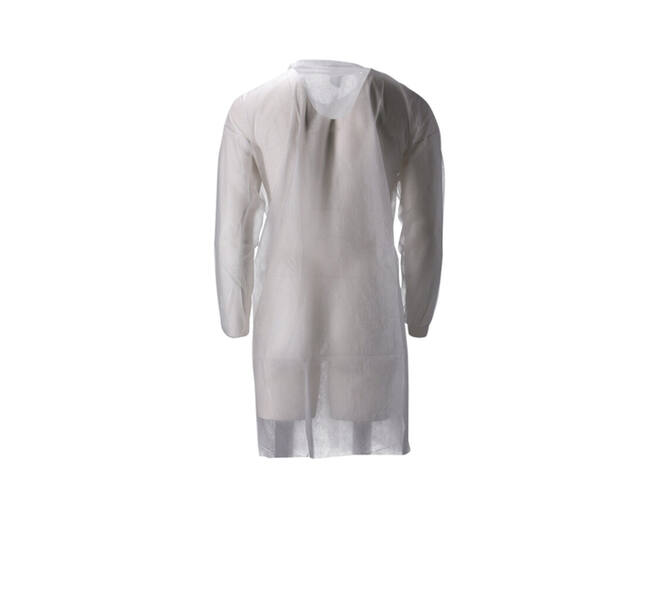 Bezoekersjas CMT L non-woven drukknopen 104cm lang PP wit 100 stuks