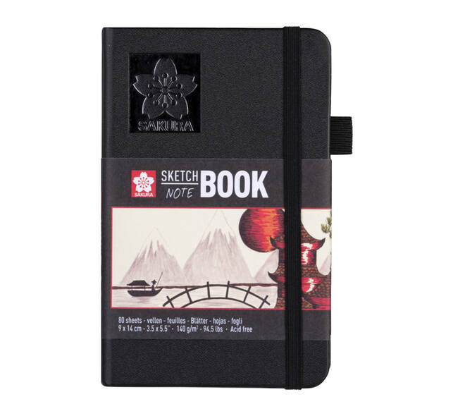 Schetsboek Sakura 80 witte vellen 140gr 90x140mm zwart