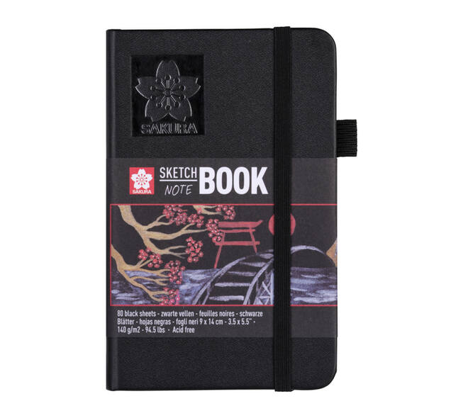 Schetsboek Sakura 80 zwarte vellen 140gr 90x140mm zwart