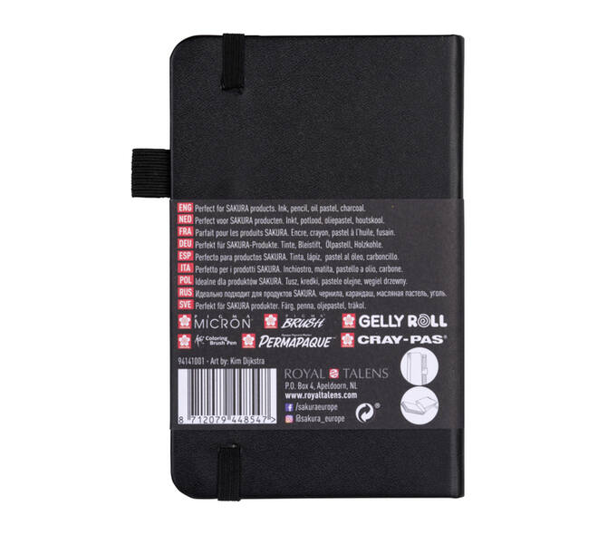 Schetsboek Sakura 80 zwarte vellen 140gr 90x140mm zwart